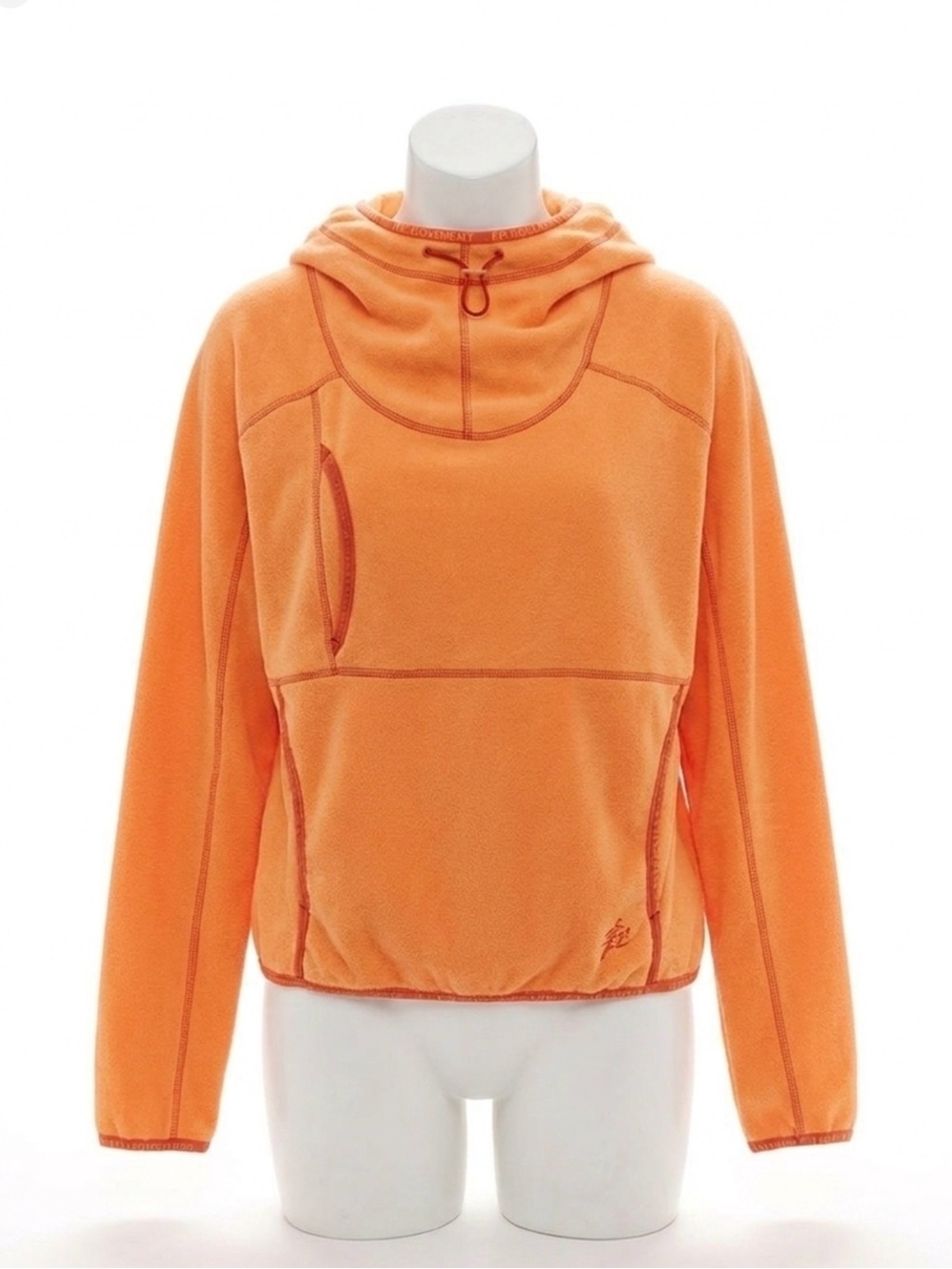 Free People Bright Orange Pullover Hoodie with Contrast Stitching - Picture 3 of 5
